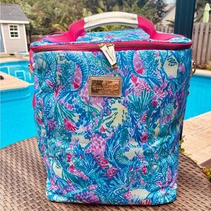 Lilly Pulitzer Large Soft Sided Pink Nautical Print Canvas Cooler like new